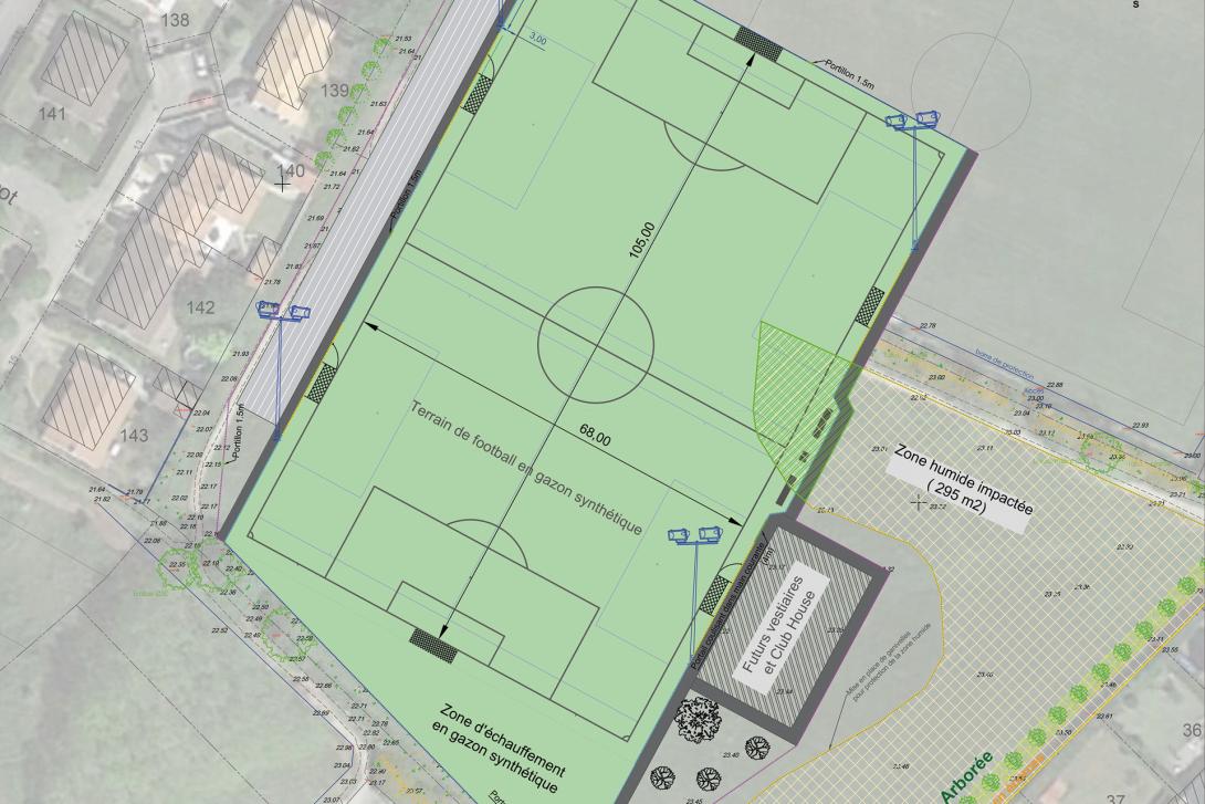Plan masse du futur terrain synthétique