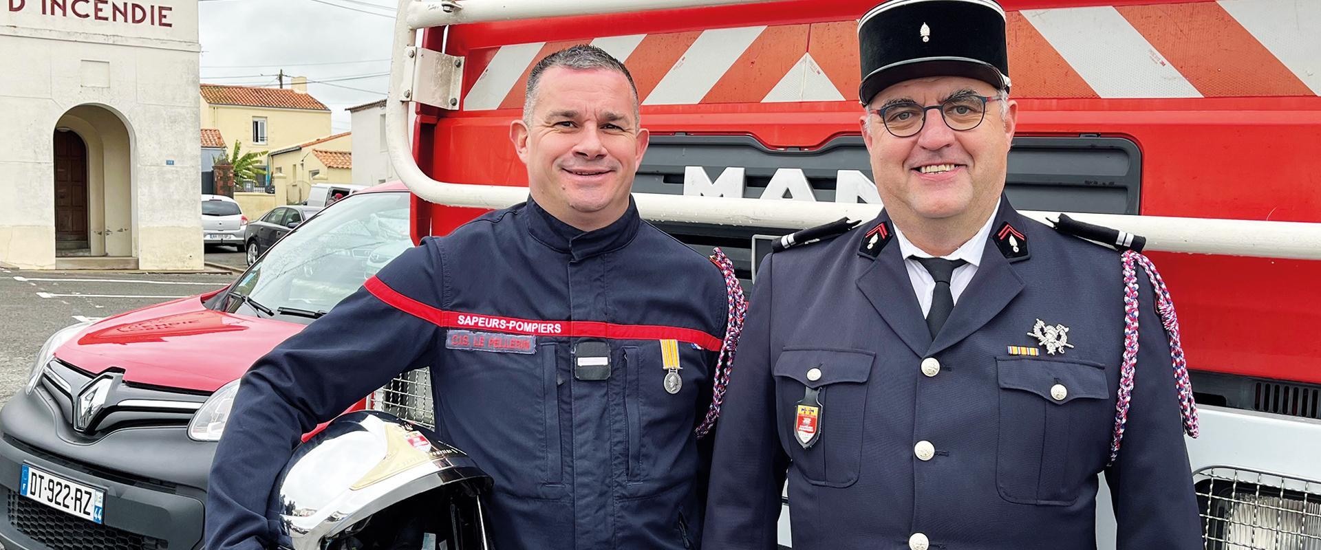 Steeve Vaillant et Dominique Jolly lors de la dernière cérémonie de la Sainte-Barbe, en Novembre 2023